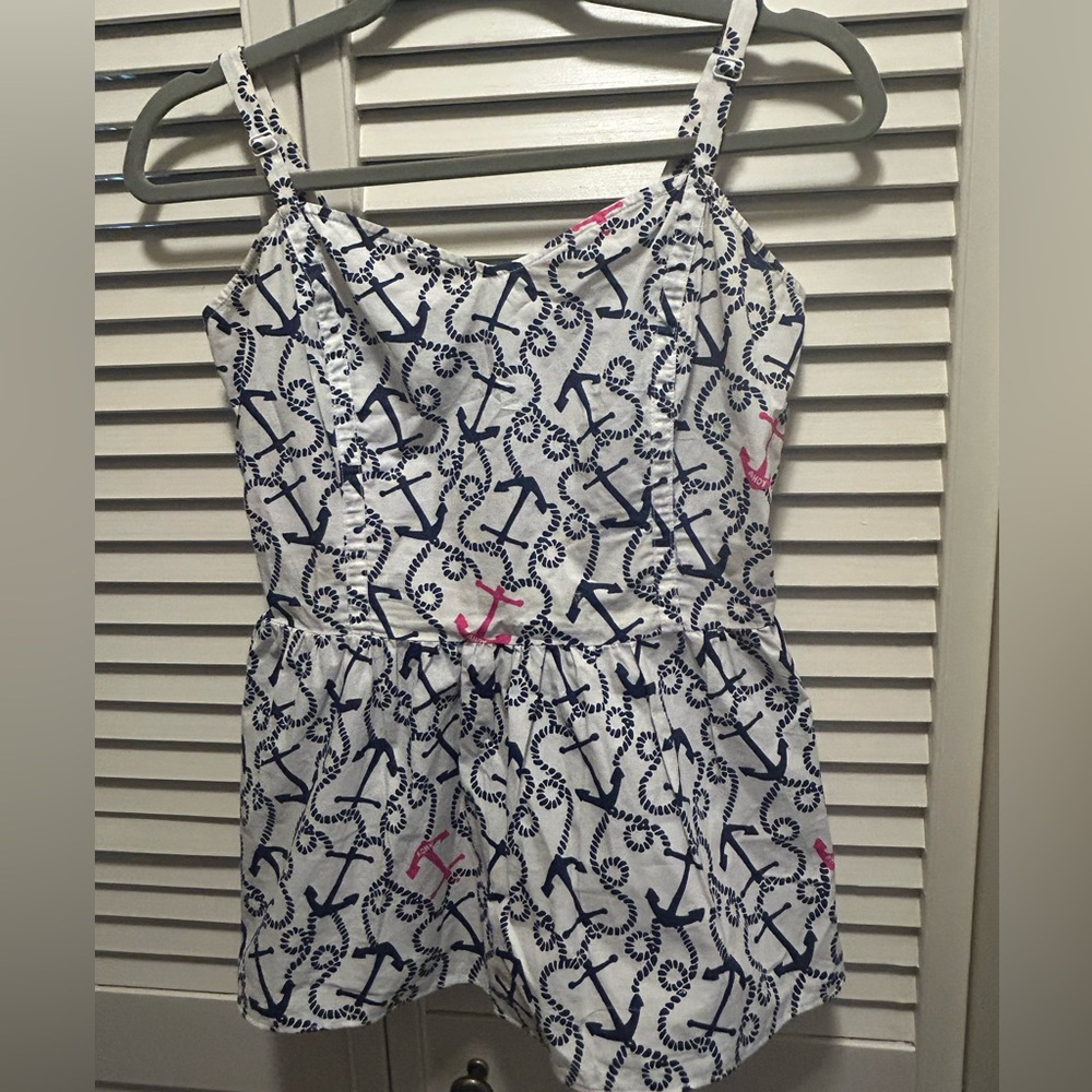 Lilly Pulitzer White and Navy Naval Patterned Blouse with Anchors, Size 4